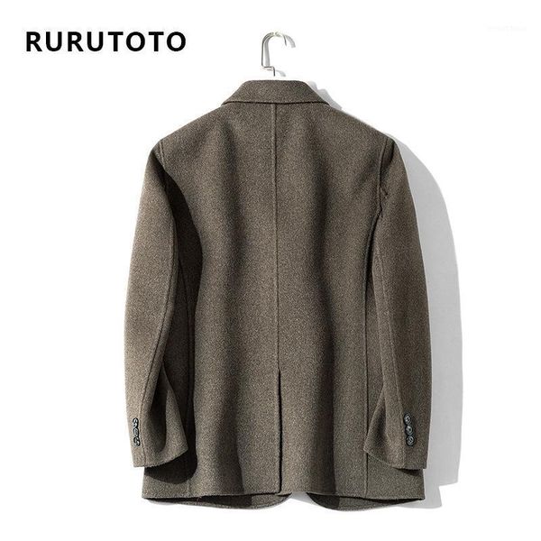 

amazon spot new men's double face cashmere coat casual fashion business korean slim fitting men's wear 98661, Black