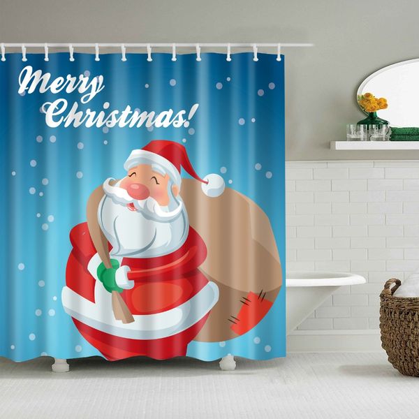 

happy holidays merry christmas santa claus snowman shower curtains bathroom curtain frabic waterproof polyester bath curtain