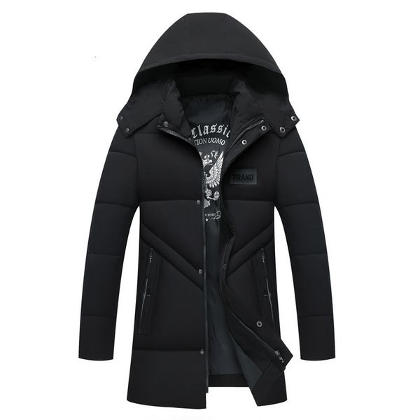 

2020 winter new down hooded and thiened cotton padded jaet, middle aged men's zipper fashion casual coat, Black