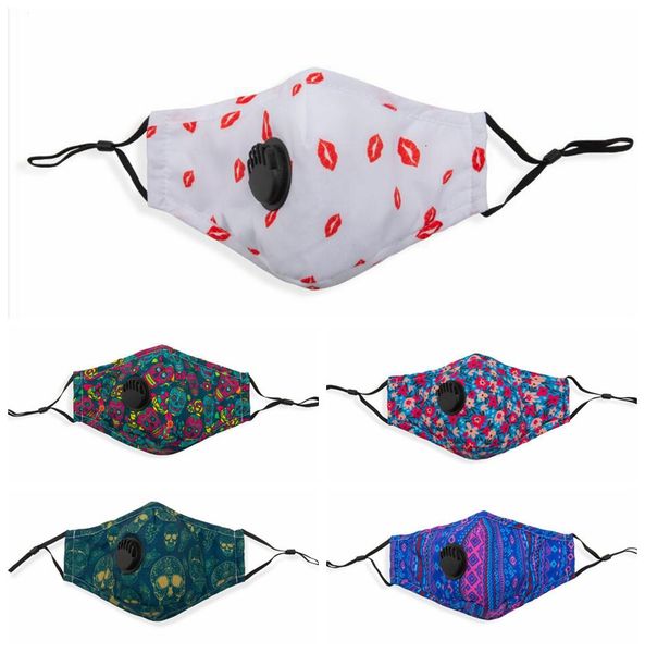 

factory printed pm2.5 with breathable valve washable dustproof adjustable mask printing cotton face mouth masks rra3342
