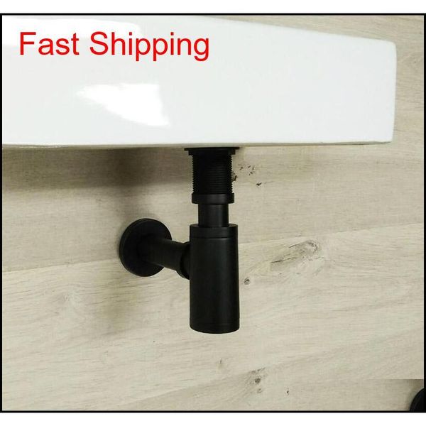 

bathroom pop-up basin waste drain wall connection p-traps drain pipe quality brass black go qylnna new_dhbest