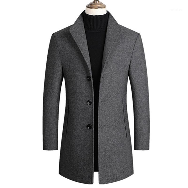 

2020 wool coat men's winter long coat woollen long jacket men's cashmere wool blended windbrea1, Tan;black