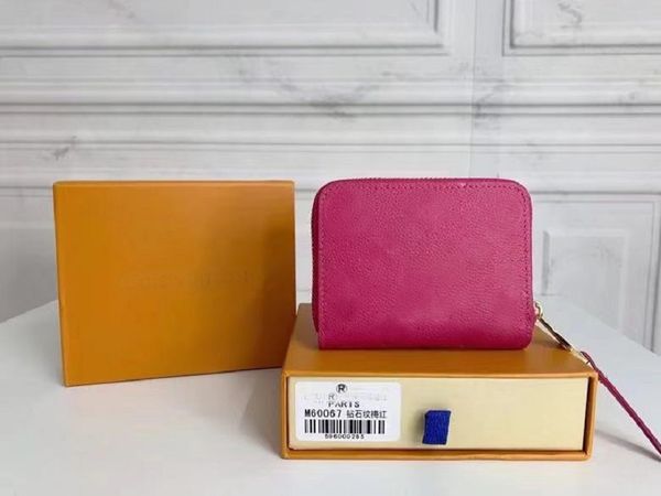 

designer new brand leather with box embossing luxury woman wallet coin purse short purses lady card holder classic min195v, Red;black