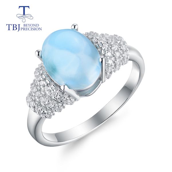 

tbj,new style natural gemstone oval 8*10mm larimar rings 925 sterling silver fine jewelry for women anniversary or daily wear j0112, Slivery;golden