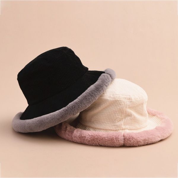 

autumn and winter soft sister fisherman hat female cute sweet thick solid color hat curling warm woolen basin cap, Blue;gray