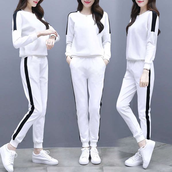 

leisure sports suit women's spring autumn new korean fashion student loose thin running and sanitary clothes, Gray