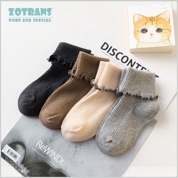 

4 pairs/lot cute baby girl cotton ruffle socks newborn breathable princess lace socks toddle infant girls kids socks for 0-2year y201009, Pink;yellow