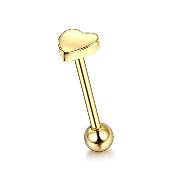 

1pc heart&ball barbell tongue ring 16mm tongue piercing nipple ring stainless steel helix piercing earring 14g body jewelry q sqcssf, Silver