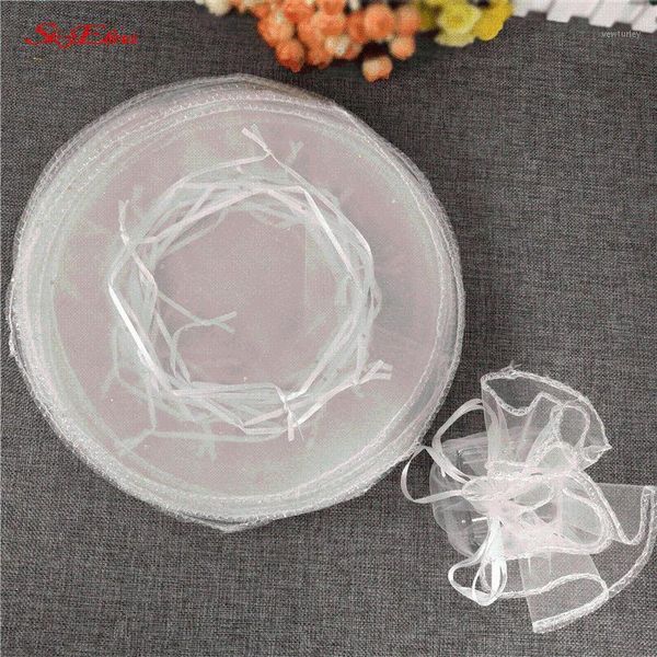 

gift wrap 50/100pcs round organza bags drawstring jewelry pouches packaging wedding party decoration drawable 6zsh1