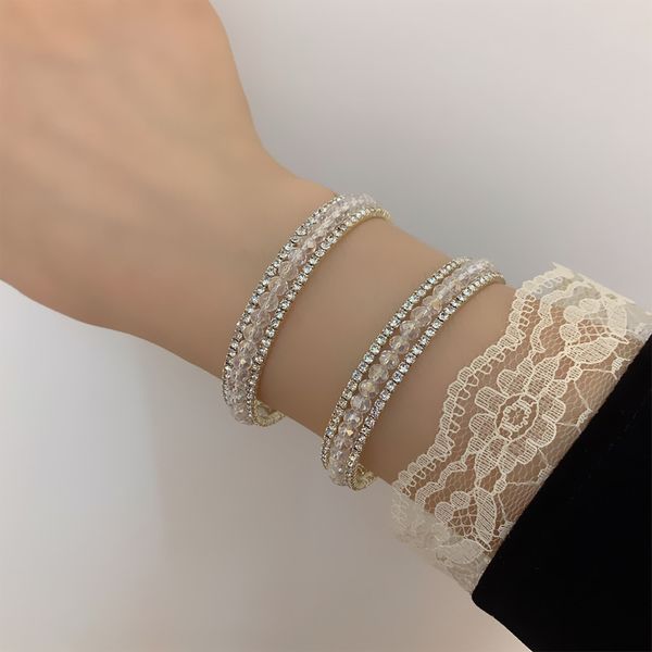 

2021 white crystal diamond encrusted zircon bracelet, female minority design, advanced girlfriend temperament bracelet, Golden;silver