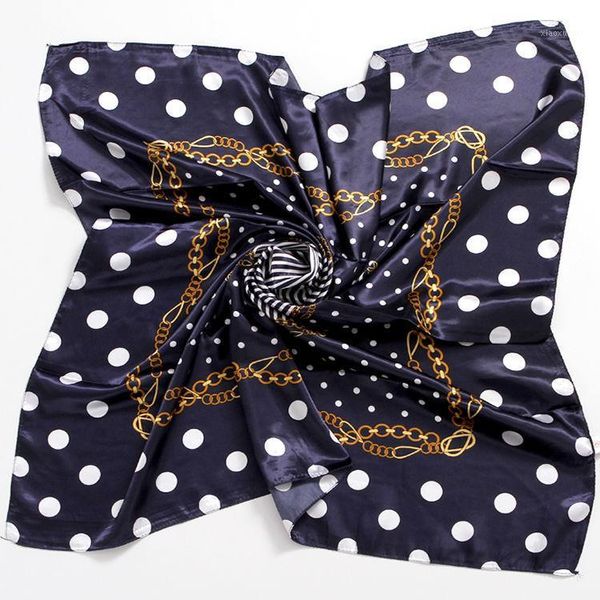 

cycling caps & masks artificial silk 90 square scarf all-match multi-function fashion printing female artistic retro korean decorative scarf, Black