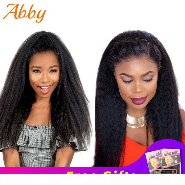 

yaki full lace frontal human hair wigs kinky straight human hair wigs for black women 150% density indian remy hair wigs abby