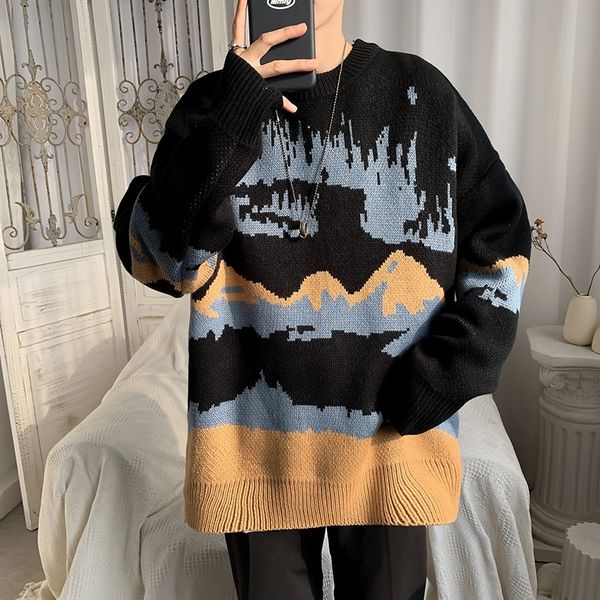

yemi fashion | sweater men's korean fashion personality student loose autumn and winter couple's handsome t-shirt, Black
