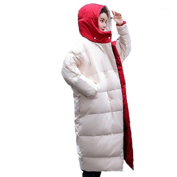 

casual down cotton padded coat double sides ukraine overcoat snow wear plus size long parka winter jacket women clothes b2101, Black