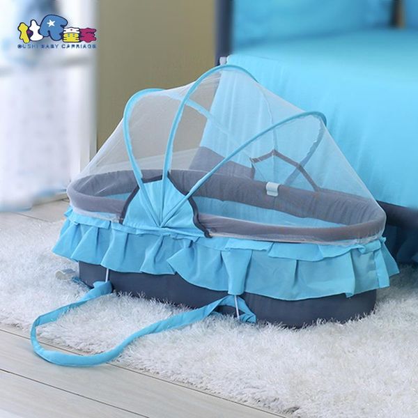 

bassinets & cradles born baby carrycot comfortable bassinet folding portable bed infant crib hand basket with mosquito net