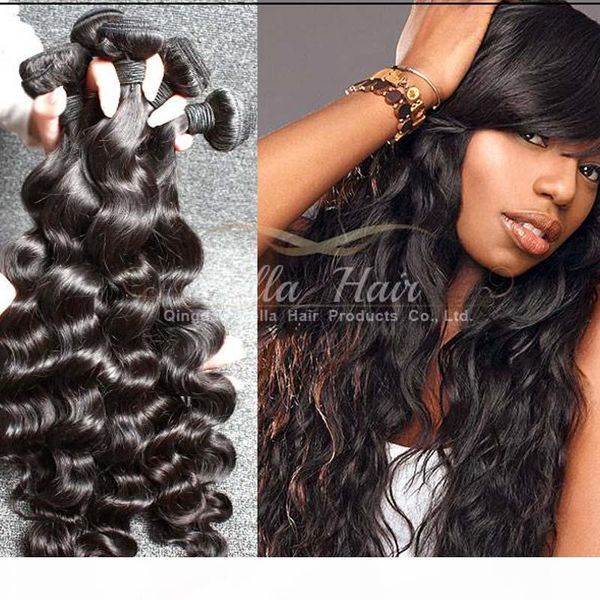 

loose deep hair weaves peruvian human hair wefts double weft 8"-34" 3pcs lot bellahair wholesale in bulk drop shippin, Black