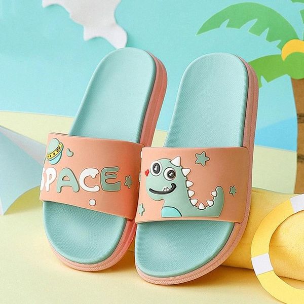 

cute cartoon dinosaur designer house women slippers summer bathroom non-slip pvc slides couples shoes indoor girls slippers #e77h, Black