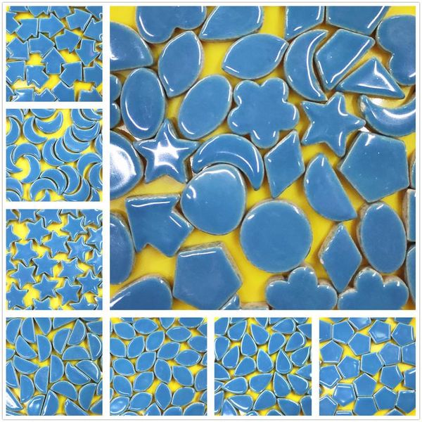 

10шт синий нерегулярной мозаичной плитки керамический декор diy настенные ремесла мозаика головоломки изготовления материалов развивающие иг