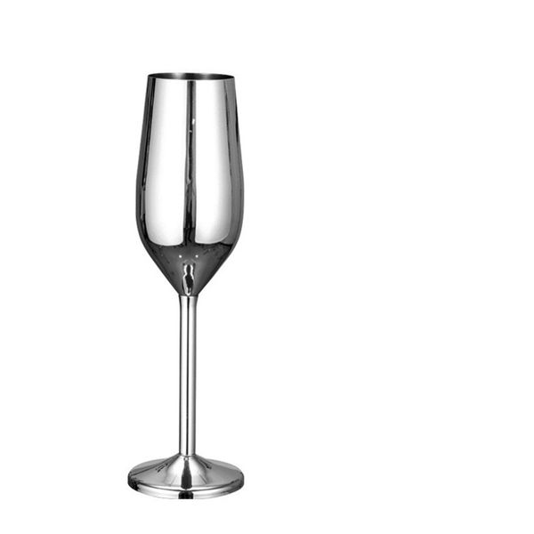 

200ml stainless steel wine glasses metal colors champagne cup straight goblet fit household wediing party supplies resistance to fall 38be e