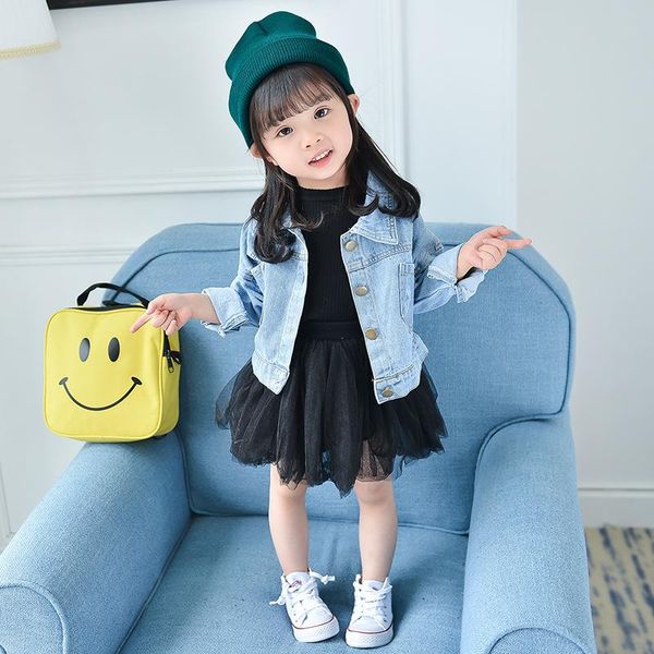 

children cartoon denim jackets 2020 autumn new toddler girls denim coat fashion baby girl outwear korean jackets for girls, Blue;gray