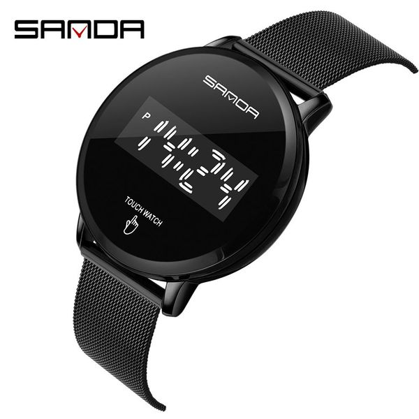 

sanda мода мужские цифровые часы мужской сенсорный экран светодиодный дисплей водонепроницаемый случайные наручные часы для мужчин часов rel, Silver