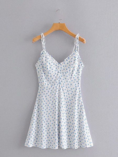 

wind 2020 summer new suspender print mini dress 09006075044, Black;gray