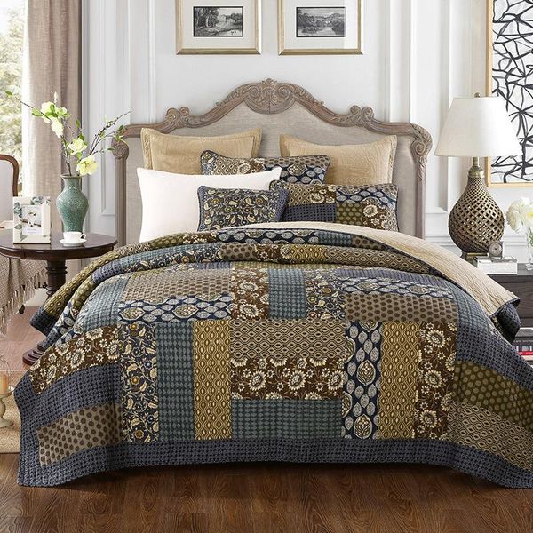 

comforters & sets vintage cotton bedspread quilt set 3pc handmade patchwork quilted quilts bed cover pillowcase king size coverlet blanket s