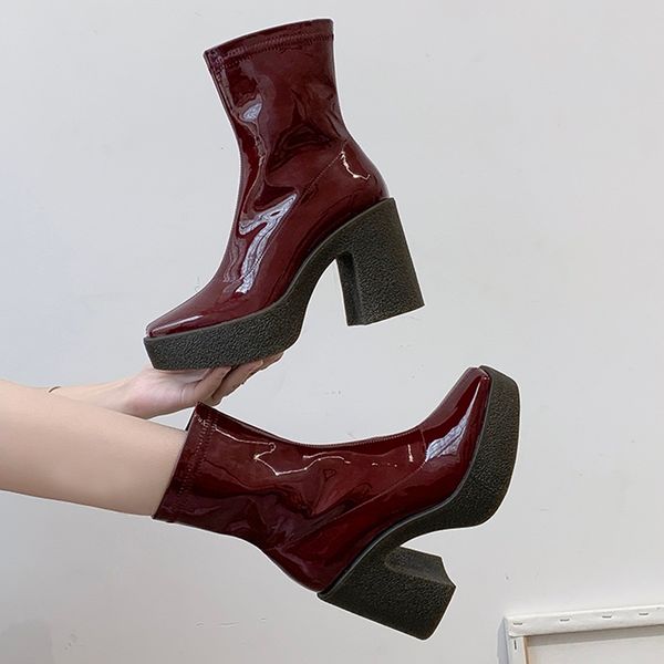 

2021 fashion soft quality leather black zippet high women boots party shoes 3d1d
