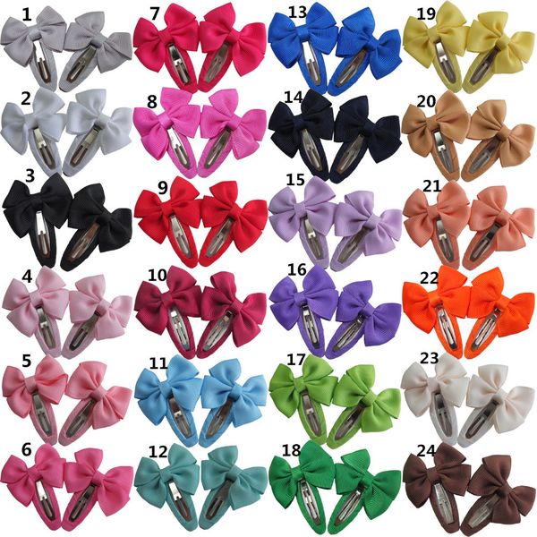 

48 pcs snap clips hair bow kids girl hair clips barrettes hairbows hairpins hairgrips headwear hair accessories bow snap clip y200710, Slivery;white