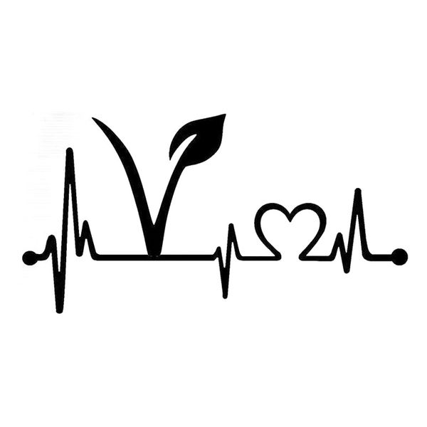 

20.3cm*10.2cm vegan vegetarian heartbeat lifeline vinyl car sticker black/silver s3-4934