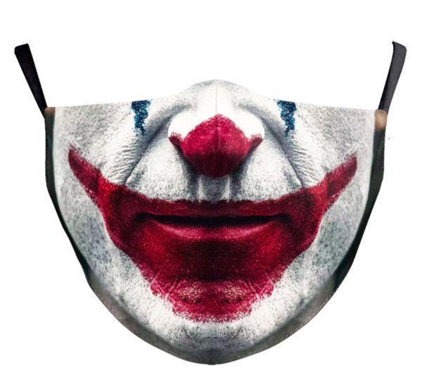 

filter design party cosplay masks with washable joker face digital printing mask halloween skull protection cotton mas