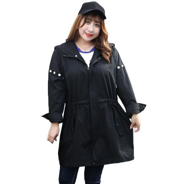 

oversized women causal windbreaker coat autumn loose large size slim jackets coats spring windproof hooded windbreaker black 3031, Tan;black