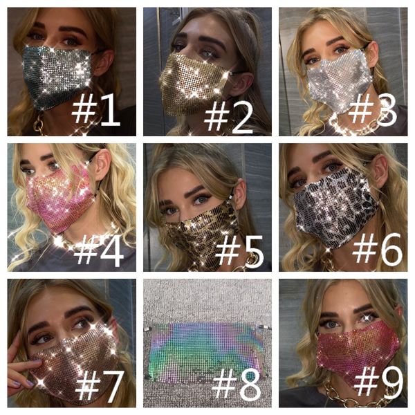 

bling mask with rhinestone pearl face masks women for party nightclub decoration crystal face mask, Black