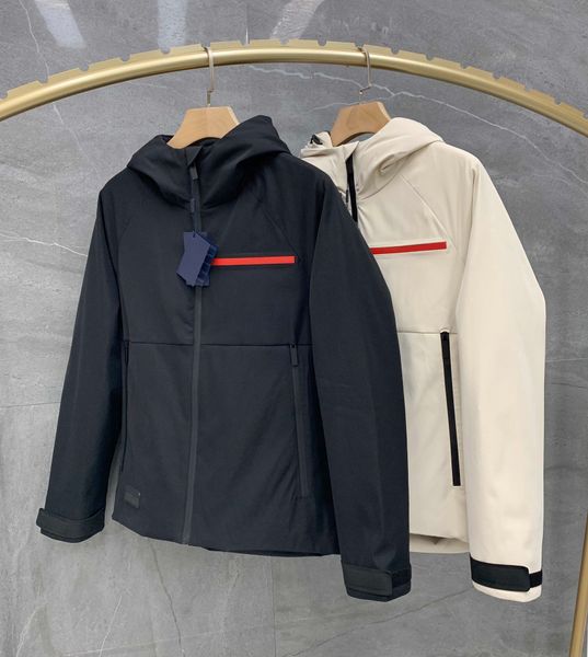 

20ss mens down jacket brand retro new winter jacket stand collar stitching contrast oversized white goose down windproof and rainproof coat, Black