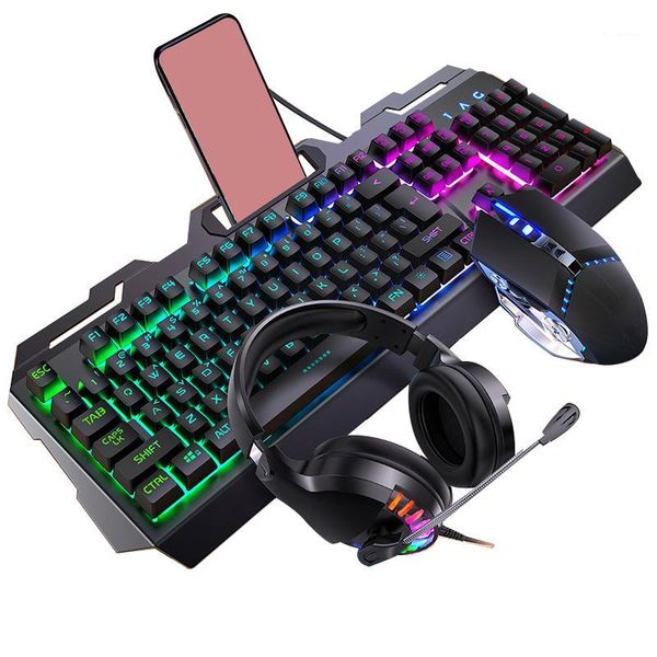 

mechanical led light backlight multi shortcuts gaming keyboard optical mice earphone set with phone holder deskkeyboard1