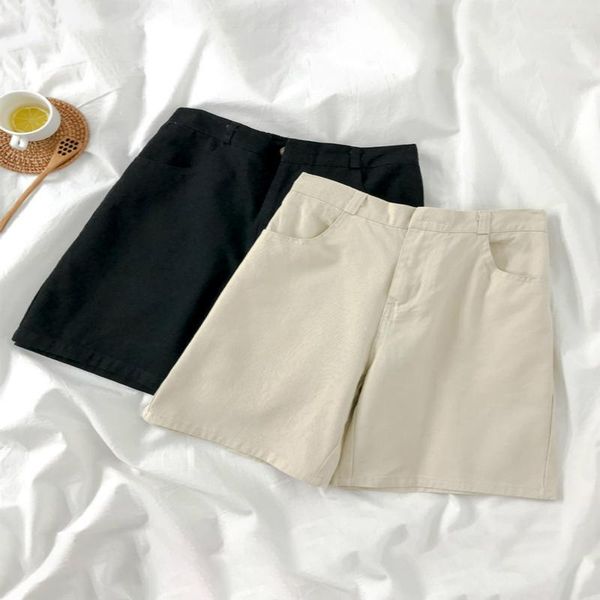 

sougen black casual straight shorts women's summer high waist suit shorts loose wide legs fashion all-match commuter regular1, White;black