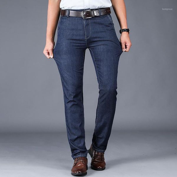 

new design men's denim bouncy business casual office outdoor sports large size elastic force straight not deformed loose1, Blue