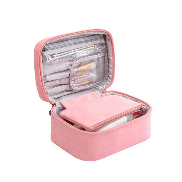 Nxy Astucci Cosmetici con Manico Viaggio Portatile per Donna Ragazza Strumenti per Trucco Multifunzione Grande Capacità Borsa da Casa Leggera Toilette 220302