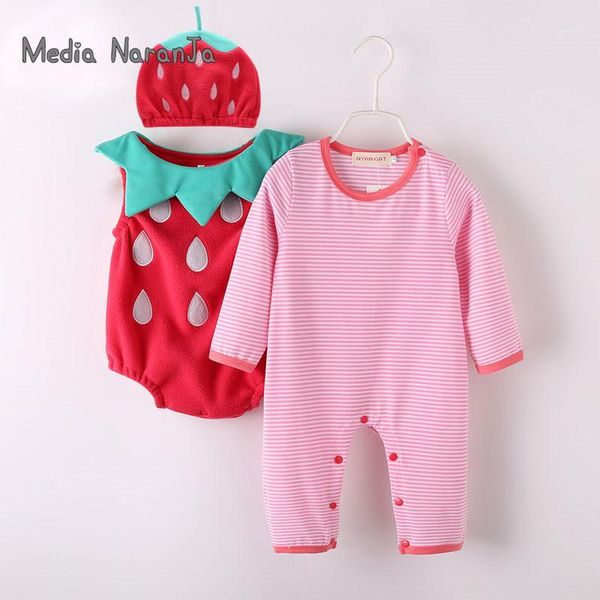 

jumpsuits baby girl outfit strawberry costume full sleeve romper+hat+vest infant halloween festival purim pography clothing1, Blue