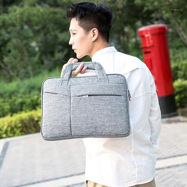 

16in men simple briefcase oxford cloth waterproof wear-resistant lapbag o661