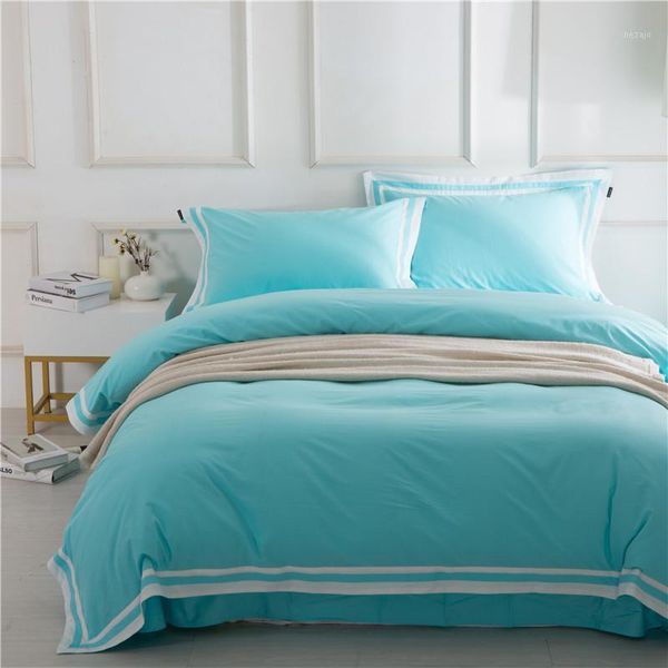 

bedding sets 4pieces  king size gray white blue luxury set el bed duvet cover sheet/linen soft bedclothes1