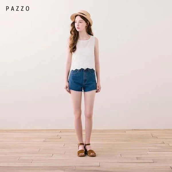 

end fine cotton elastic women's denim shorts washed and worn pants slim craft mall, Blue