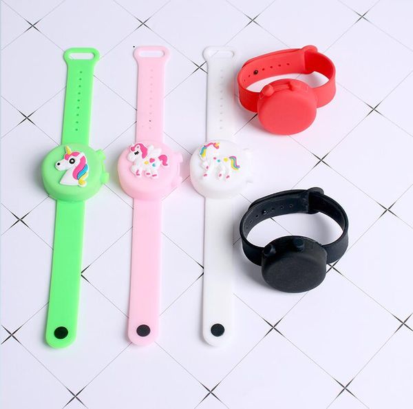

2pcs/set hand sanitizer dispenser bottle silicone wrist bracelet portable cartoon dinosaur degerming wristband bangles with bottle g10802, Red;brown