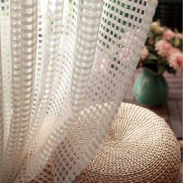 

curtain & drapes linen custom window screen american country plain b coarse mesh hollow floating living room bedroom