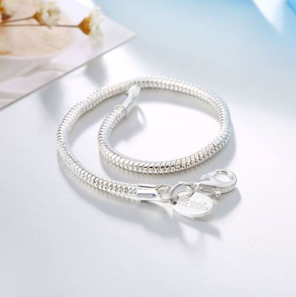 

chain drop shipping silver plated bracelets women snake charm for pandora beads bangle children gift flame bracelet, Golden;silver