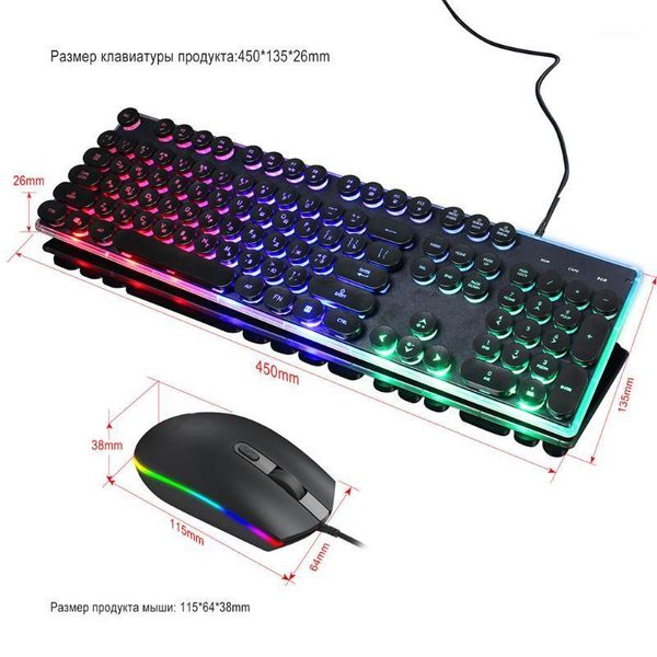 

russian backlit gaming keyboard mouse set rgb optical light computer lapwired keypad mice kit1