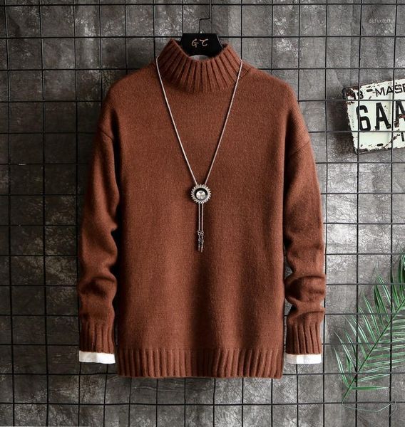 

men's sweater autumn and winter men's half-sweater turtleneck all-match bottoming shirt pullover turtleneck sweater men jacket1, White;black