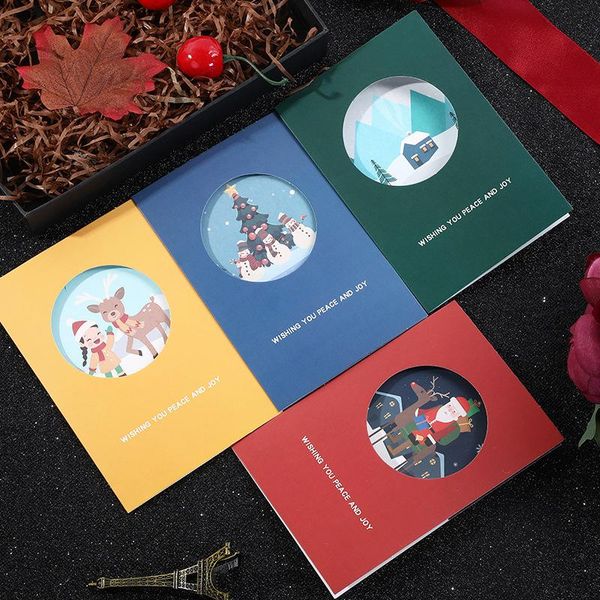 

4 шт. пакет нового стиля рождественские поздравительные открытки новогодняя карточка благословение милая бумажная карта сообщение с конверто