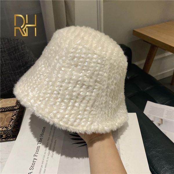 

2020 new winter hat retro sequin breathable cotton liner bucket hat women harajuku autumn fisherman gorro, Blue;gray