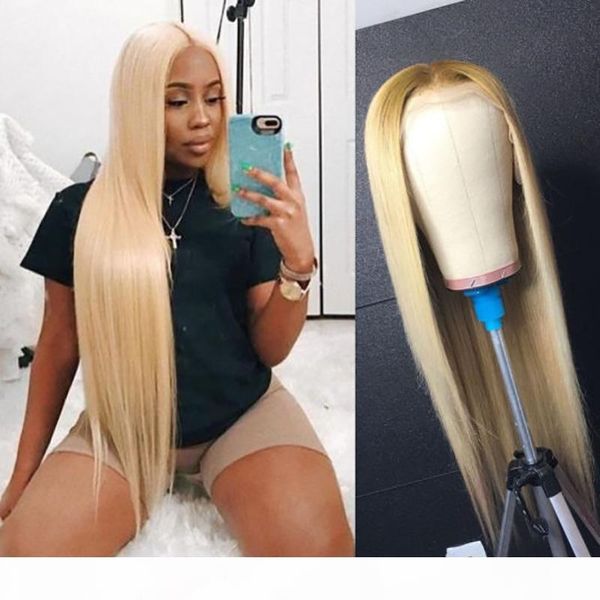 

150% density 613 blonde full lace human hair wigs with baby hair straight brazilian indian virgin lace front wigs pre plucked, Black;brown